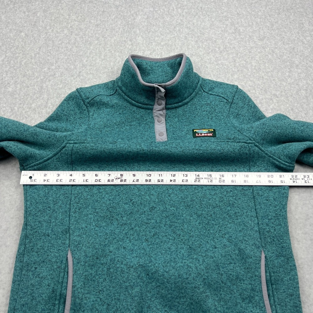 L.L.Bean Sweater Fleece Pullover Women's Large Teal 1/4 Snap Knit Logo Pullover‎ - Picture 5 of 9